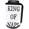 3dRose Xander funny quotes - King of Naps, black lettering on a white background - Can Cooler Bottle Wrap (cc_244960)