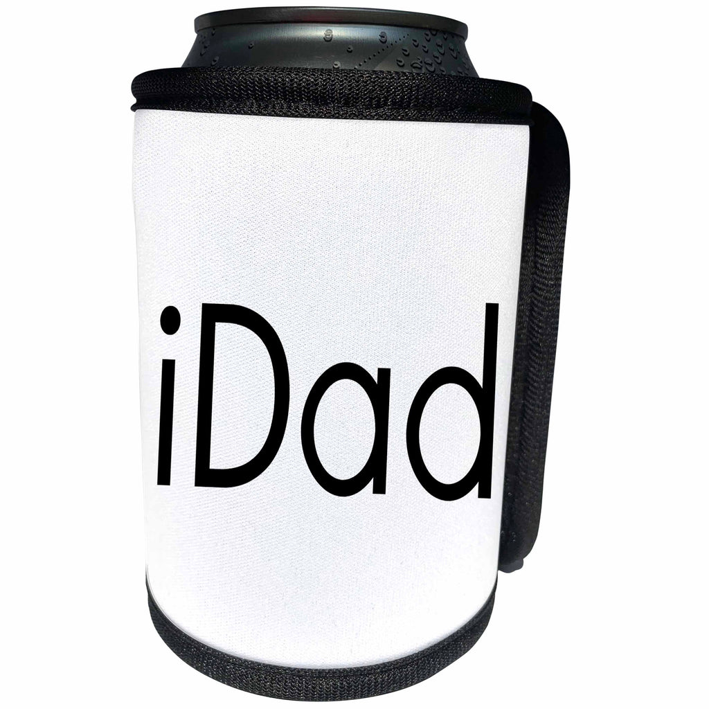 3dRose Xander funny quotes - iDad, black lettering on a white background - Can Cooler Bottle Wrap (cc_244963)