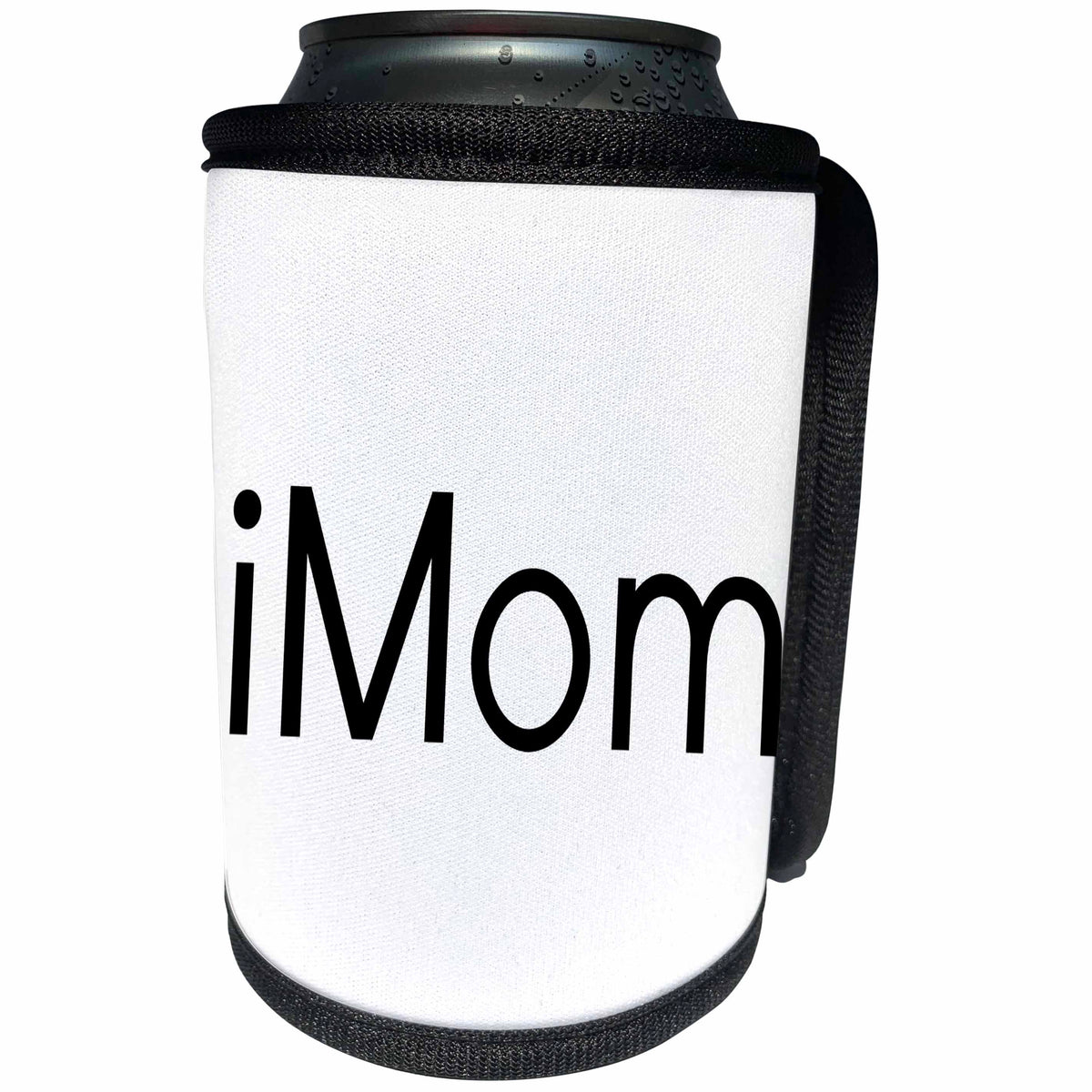 3dRose Xander funny quotes - iMom, black lettering on a white background - Can Cooler Bottle Wrap (cc_244964)
