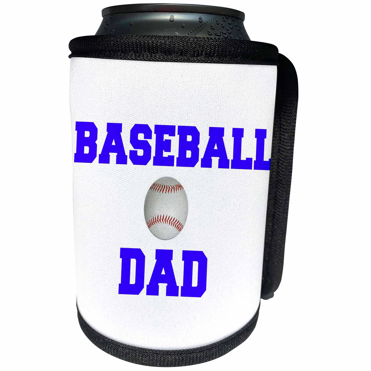 3dRose Xander sports quotes - Baseball dad, blue lettering with a picture of a baseball - Can Cooler Bottle Wrap (cc_244970)