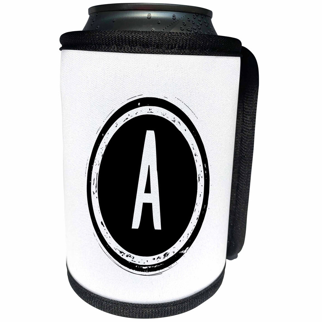 3dRose Xander monograms - The letter A monogram, Black letter A on white background - Can Cooler Bottle Wrap (cc_244975)