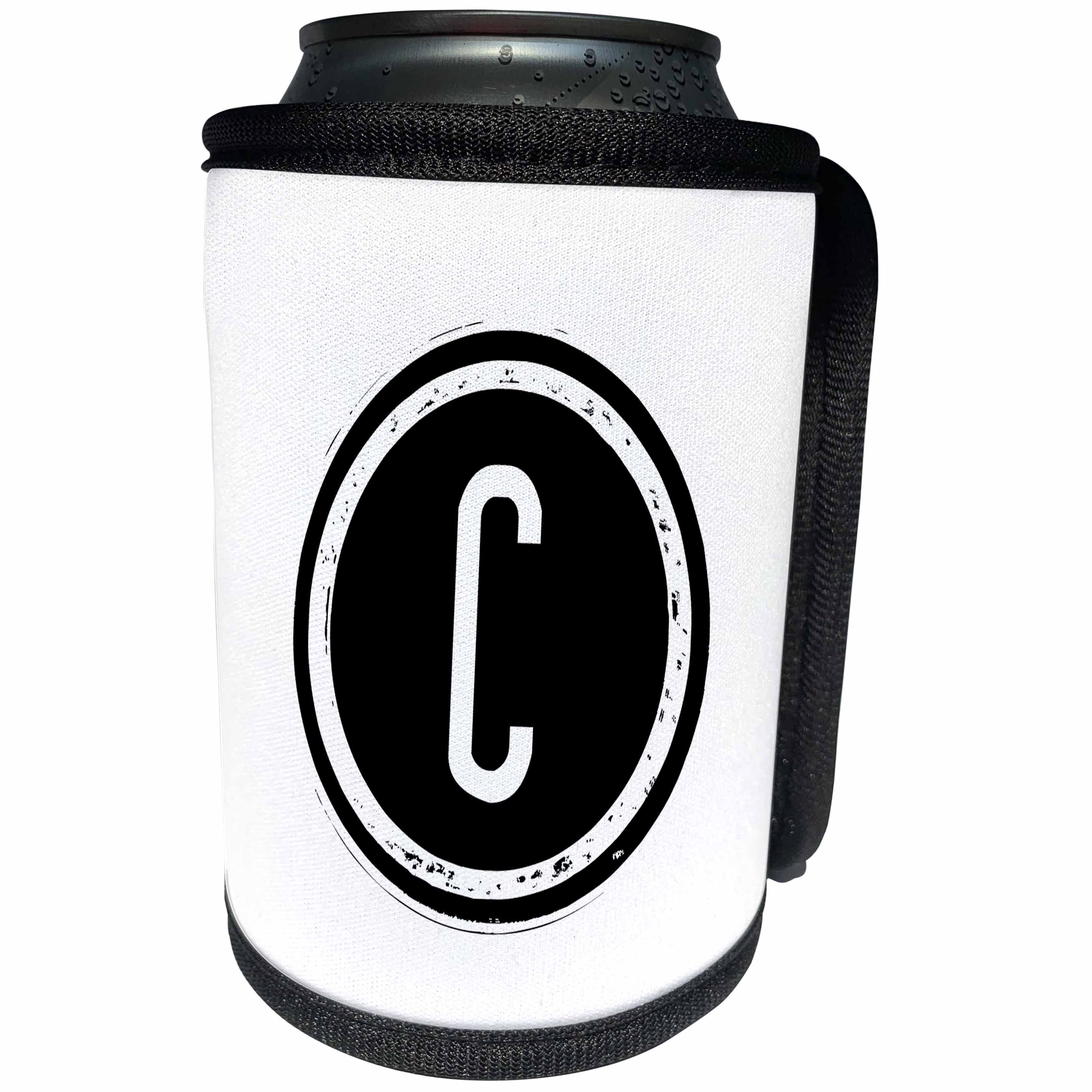 3dRose Xander monograms - The letter C monogram, Black letter C on white background - Can Cooler Bottle Wrap (cc_244977)