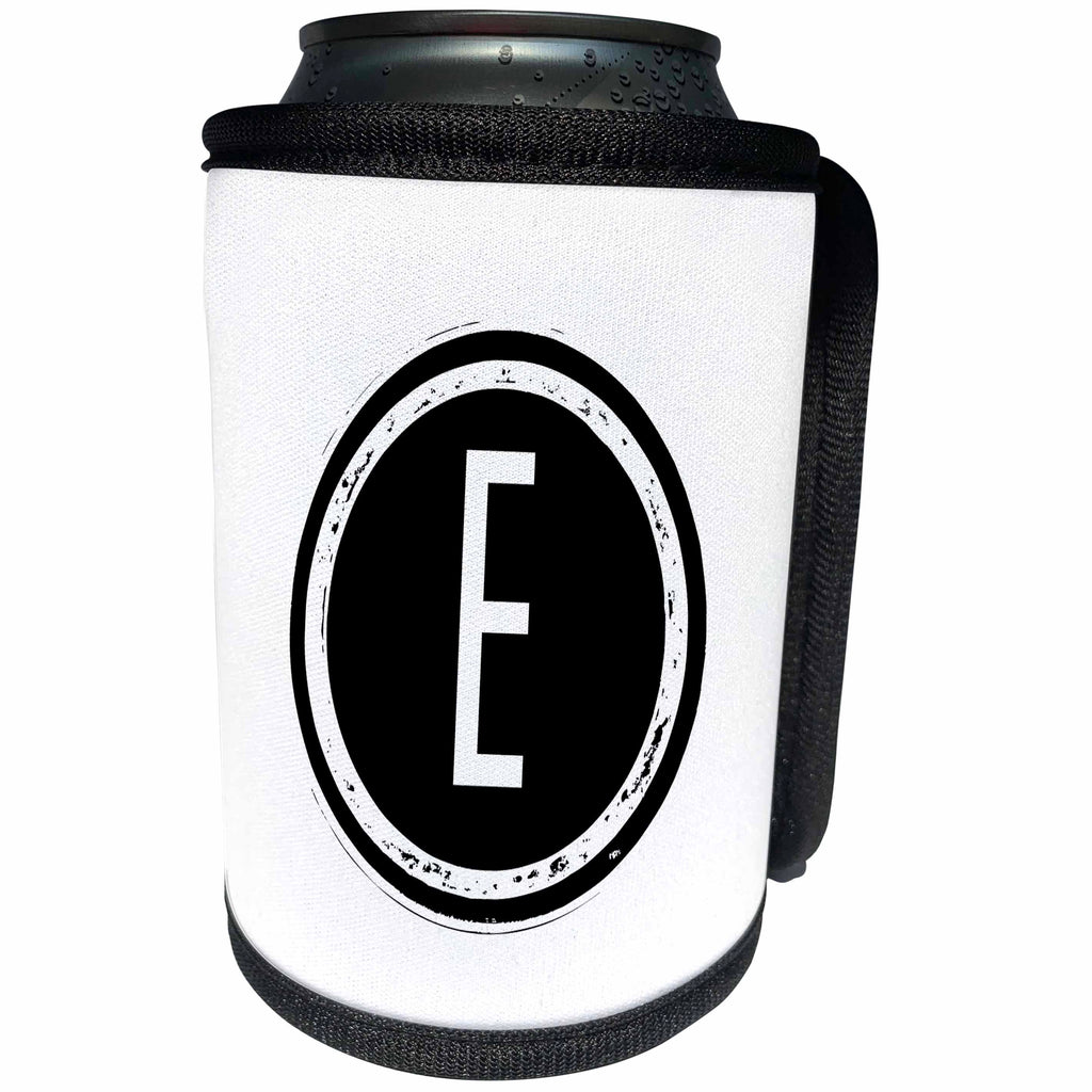3dRose Xander monograms - The letter E monogram, Black letter E on white background - Can Cooler Bottle Wrap (cc_244979)