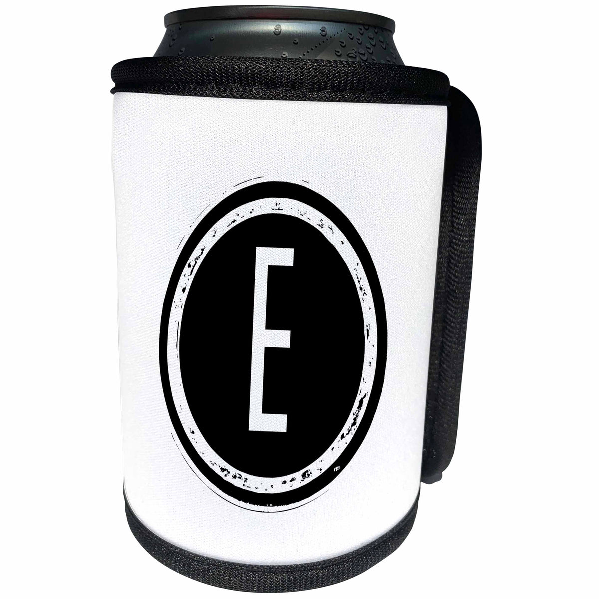 3dRose Xander monograms - The letter E monogram, Black letter E on white background - Can Cooler Bottle Wrap (cc_244979)