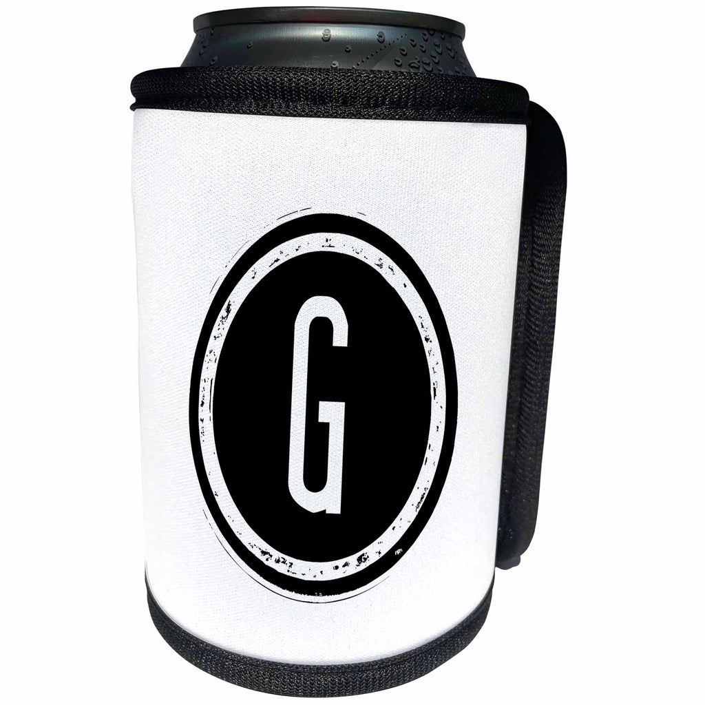 3dRose Xander monograms - The letter G monogram, Black letter G on white background - Can Cooler Bottle Wrap (cc_244981)