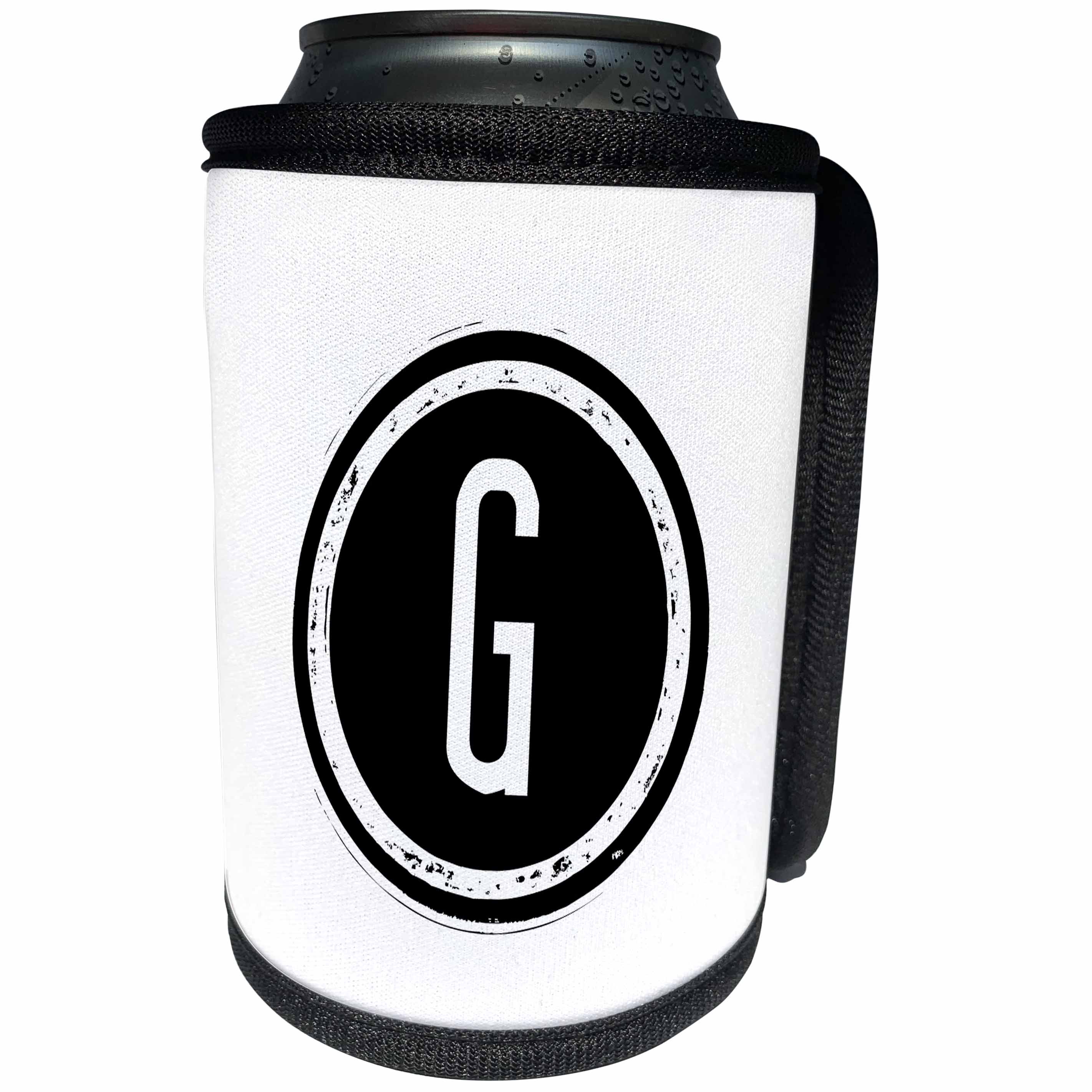 3dRose Xander monograms - The letter G monogram, Black letter G on white background - Can Cooler Bottle Wrap (cc_244981)
