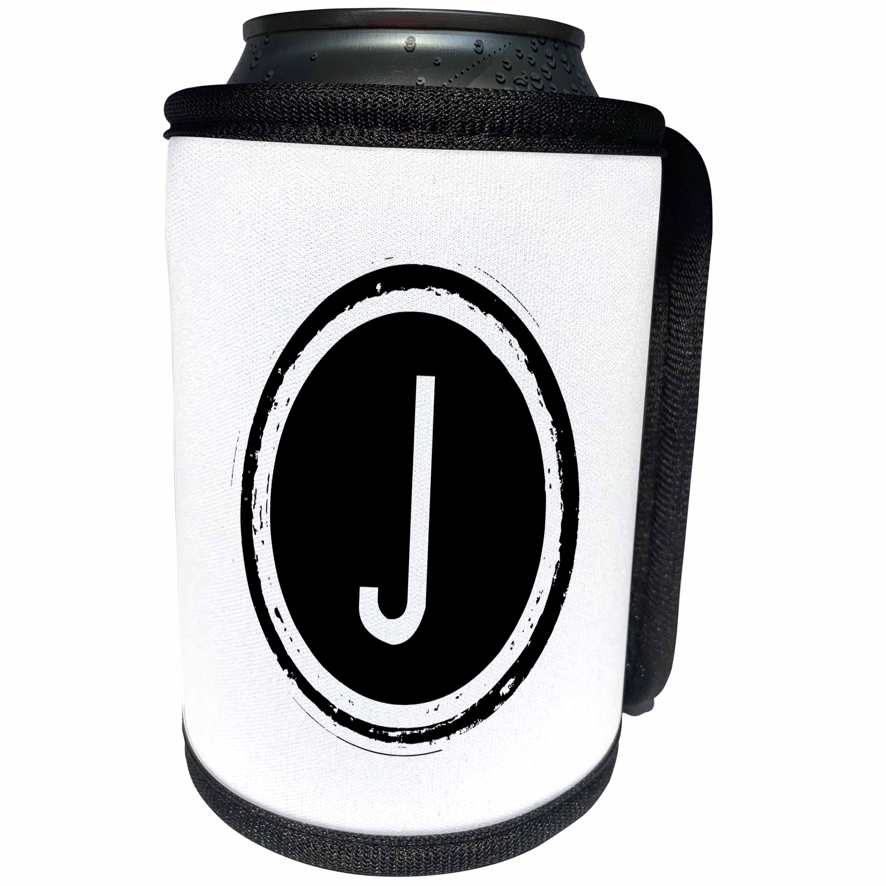 3dRose Xander monograms - The letter J monogram, Black letter J on white background - Can Cooler Bottle Wrap (cc_244984)