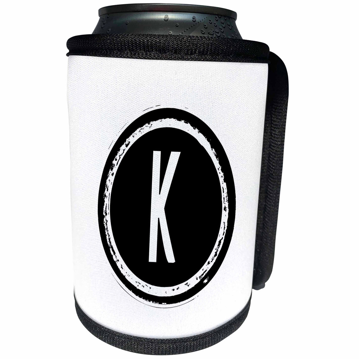 3dRose Xander monograms - The letter K monogram, Black letter K on white background - Can Cooler Bottle Wrap (cc_244985)