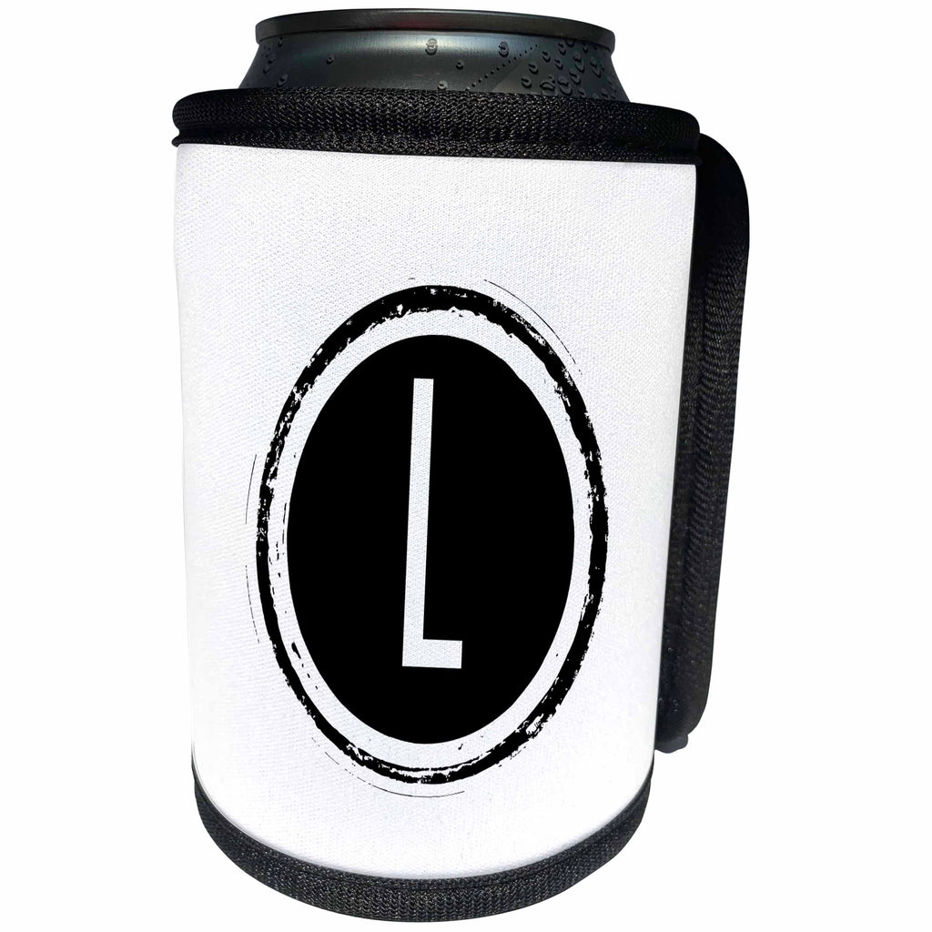 3dRose Xander monograms - The letter L monogram, Black letter L on white background - Can Cooler Bottle Wrap (cc_244986)