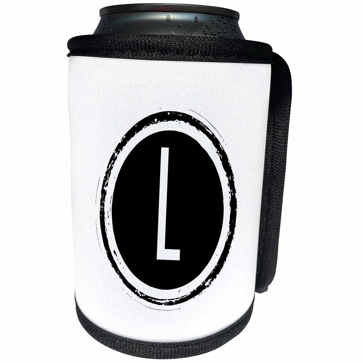 3dRose Xander monograms - The letter L monogram, Black letter L on white background - Can Cooler Bottle Wrap (cc_244986)