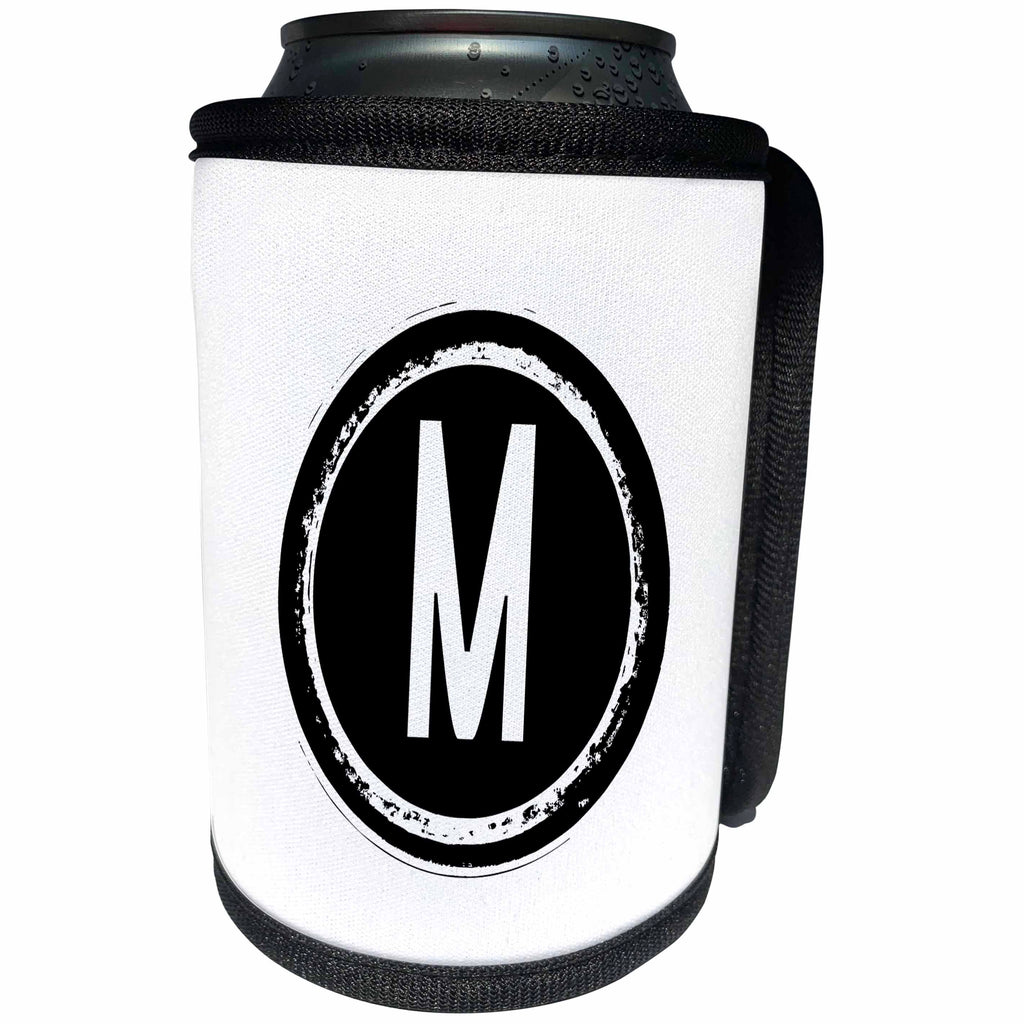 3dRose Xander monograms - The letter M monogram, Black letter M on white background - Can Cooler Bottle Wrap (cc_244987)