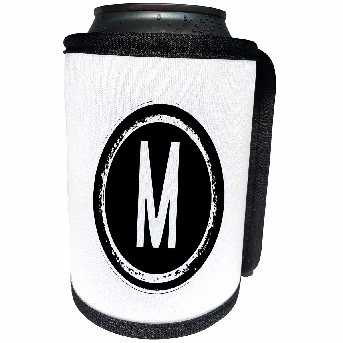 3dRose Xander monograms - The letter M monogram, Black letter M on white background - Can Cooler Bottle Wrap (cc_244987)