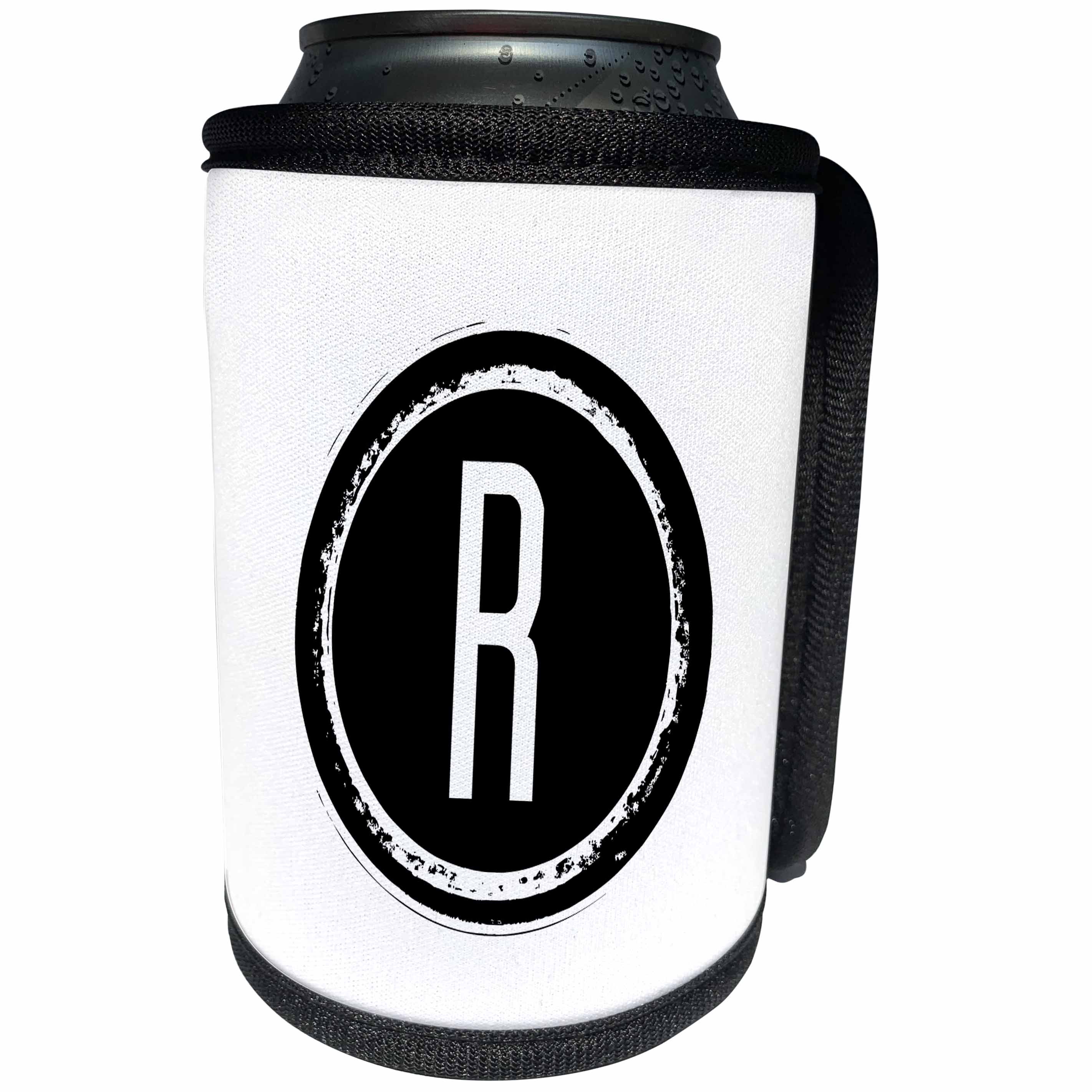3dRose Xander monograms - The letter R monogram, Black letter R on white background - Can Cooler Bottle Wrap (cc_244992)