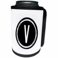 3dRose Xander monograms - The letter V monogram, Black letter V on white background - Can Cooler Bottle Wrap (cc_244996)