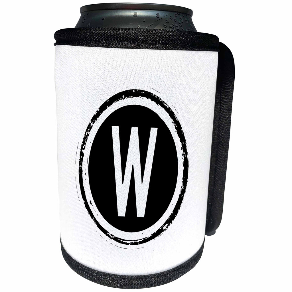 3dRose Xander monograms - The letter W monogram, Black letter W on white background - Can Cooler Bottle Wrap (cc_244997)