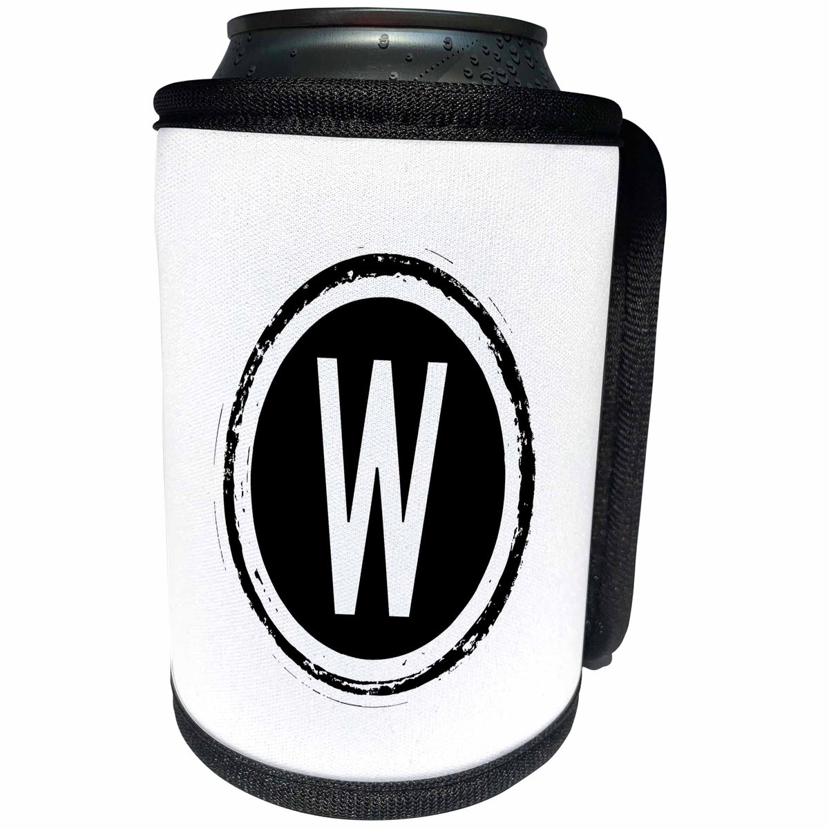 3dRose Xander monograms - The letter W monogram, Black letter W on white background - Can Cooler Bottle Wrap (cc_244997)