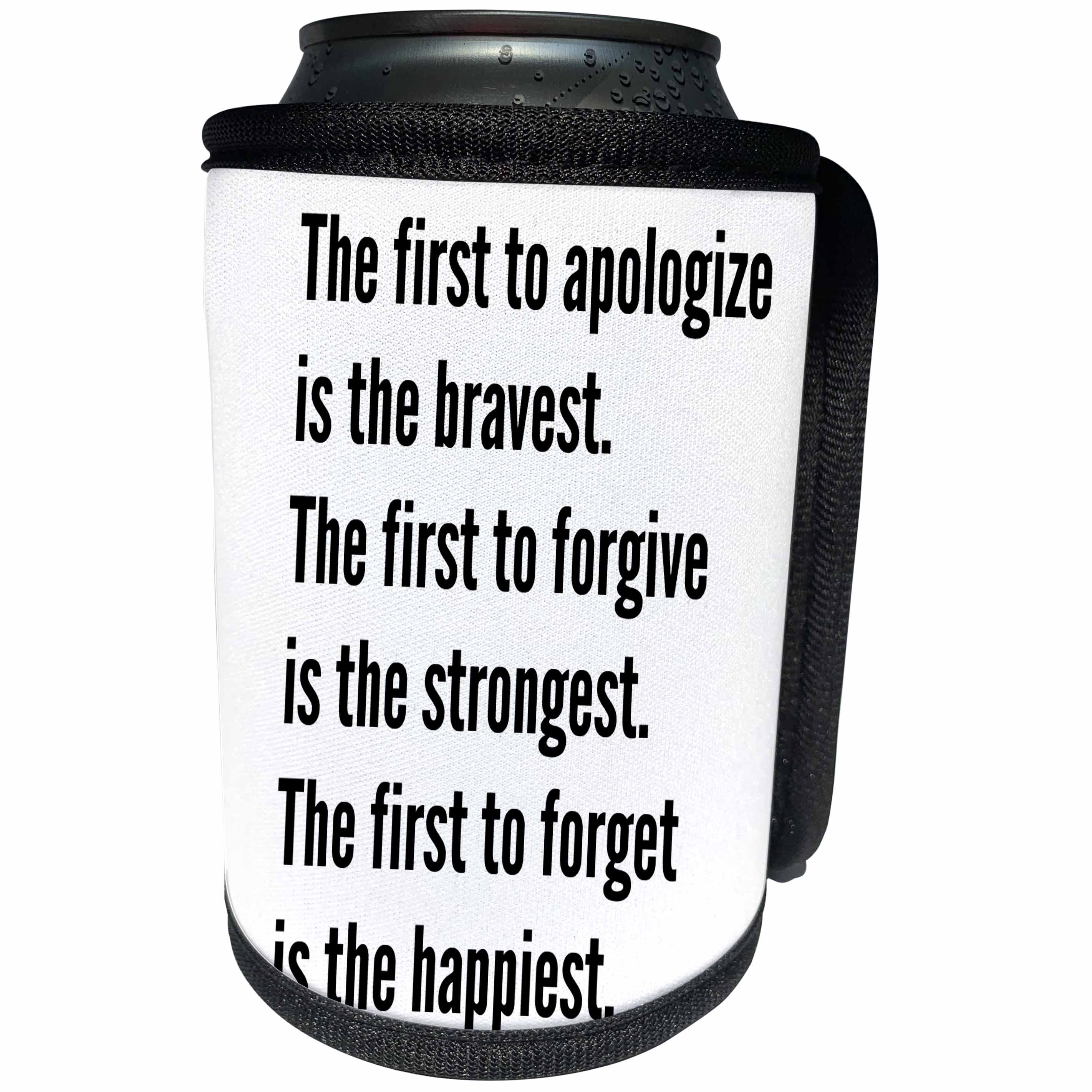3dRose Xander inspirational quotes - apologize forgive forget, black lettering on white background - Can Cooler Bottle Wrap (cc_245002)