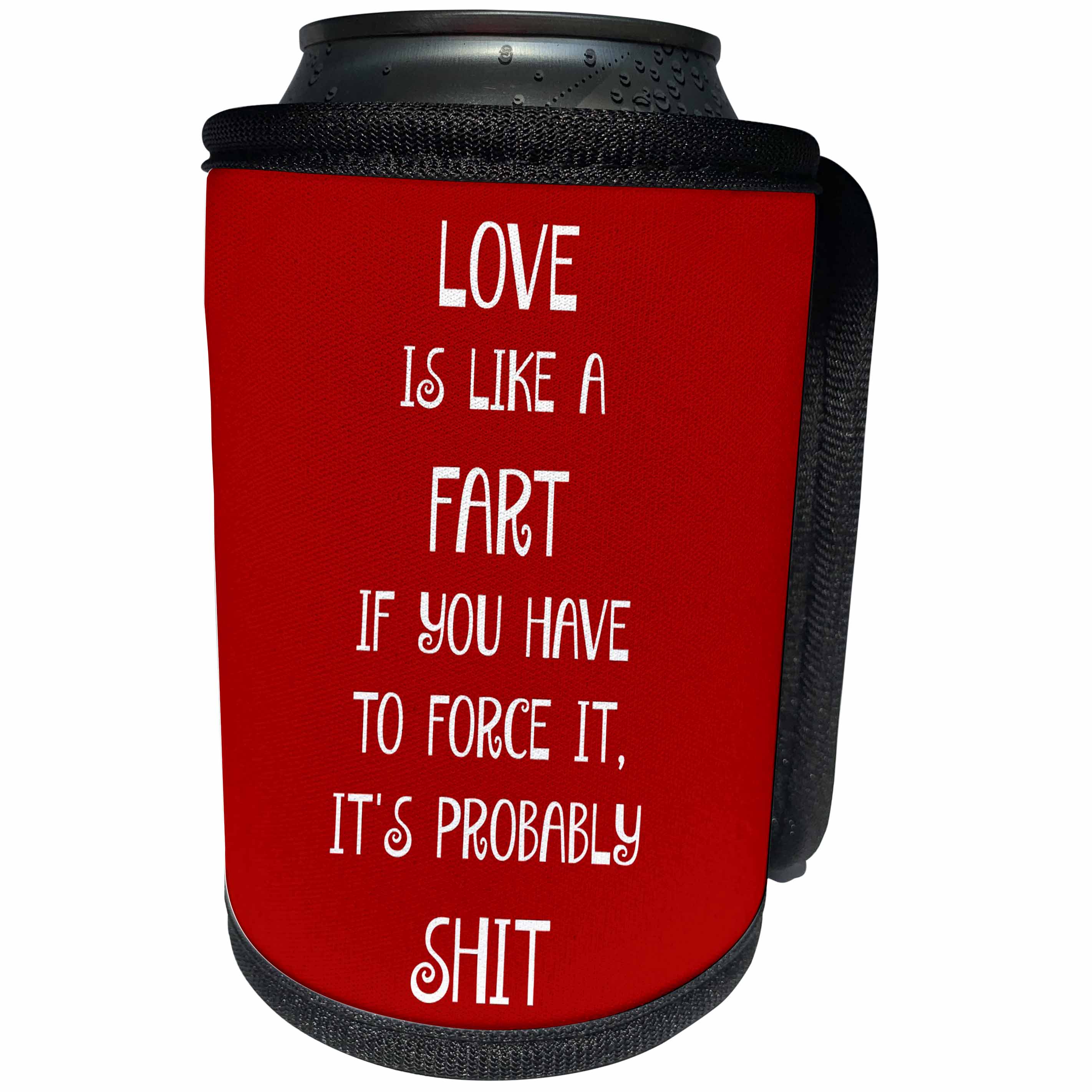 3dRose Xander funny quotes - Love is like a fart if you have to force it its probably shit - Can Cooler Bottle Wrap (cc_245021)
