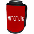 3dRose Xander funny quotes - #momlife, hashtag mom life on a red background - Can Cooler Bottle Wrap (cc_245022)