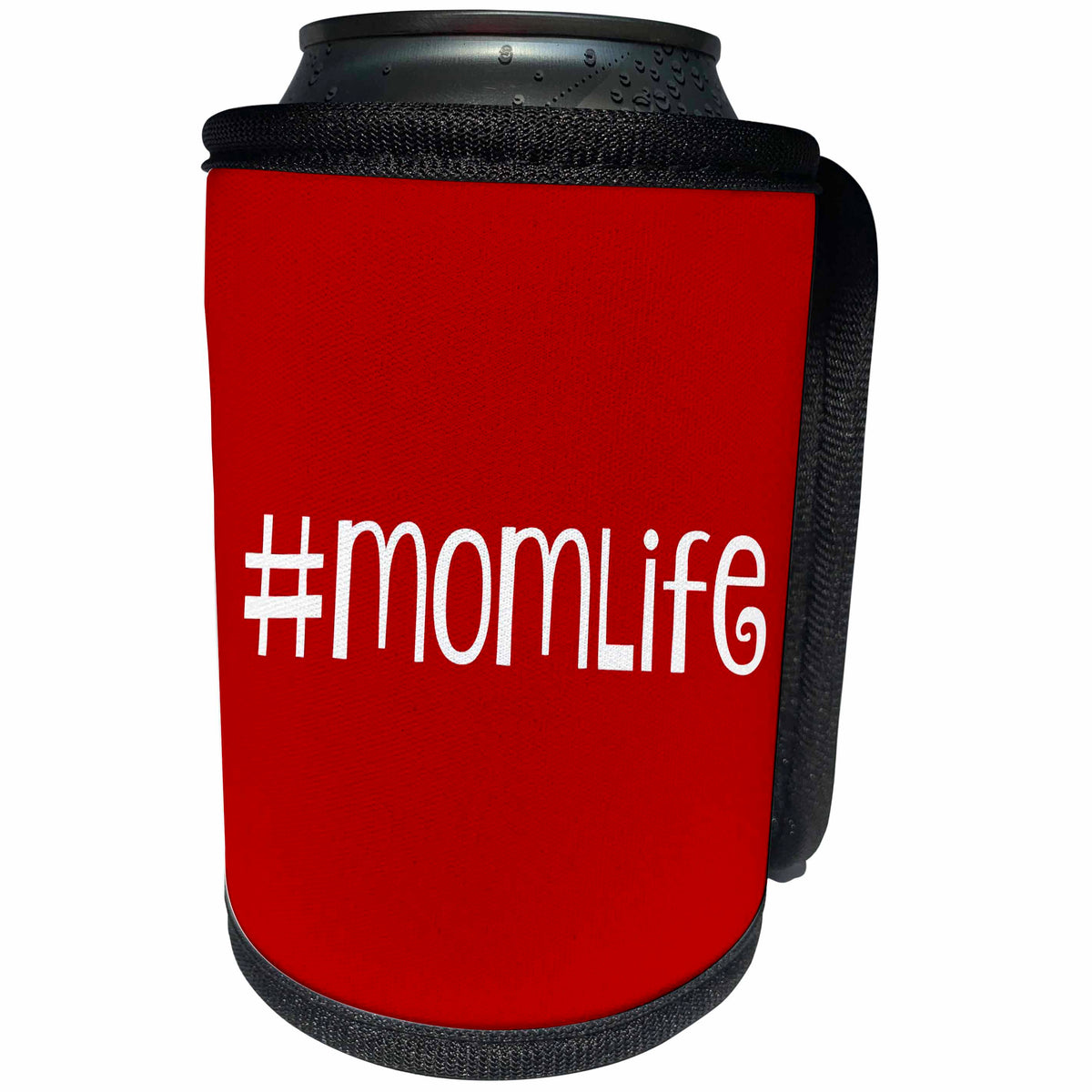 3dRose Xander funny quotes - #momlife, hashtag mom life on a red background - Can Cooler Bottle Wrap (cc_245022)
