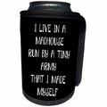3dRose Xander funny quotes - I live in a madhouse run by a tiny army that I made myself - Can Cooler Bottle Wrap (cc_245023)