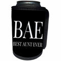 3dRose Xander funny quotes - Bae, best aunt ever, white letters on a black background - Can Cooler Bottle Wrap (cc_245027)