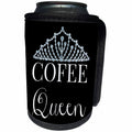 3dRose Xander funny quotes - Coffee queen, white letters with a picture of a tiara - Can Cooler Bottle Wrap (cc_245029)
