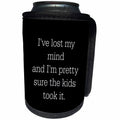 3dRose Xander funny quotes - I lost my mind and Im pretty sure the kids took it, white lettering - Can Cooler Bottle Wrap (cc_245038)