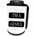 3dRose Xander funny quotes - Im a genius, white lettering on a black and white background - Can Cooler Bottle Wrap (cc_245041)