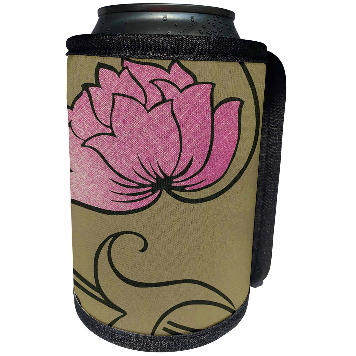 3dRose Florene Art Deco And Nouveau - Image of Art Nouveau Bold Fuchsia And Taupe Flower - Can Cooler Bottle Wrap (cc_245046)