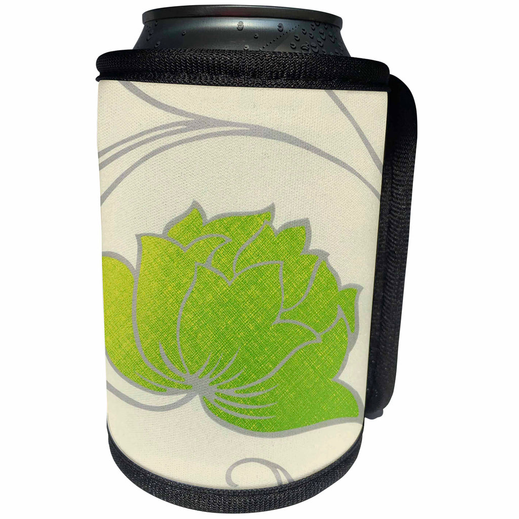 3dRose Florene Art Deco And Nouveau - Image of Art Nouveau Bold Lime And Ivory Flower - Can Cooler Bottle Wrap (cc_245047)
