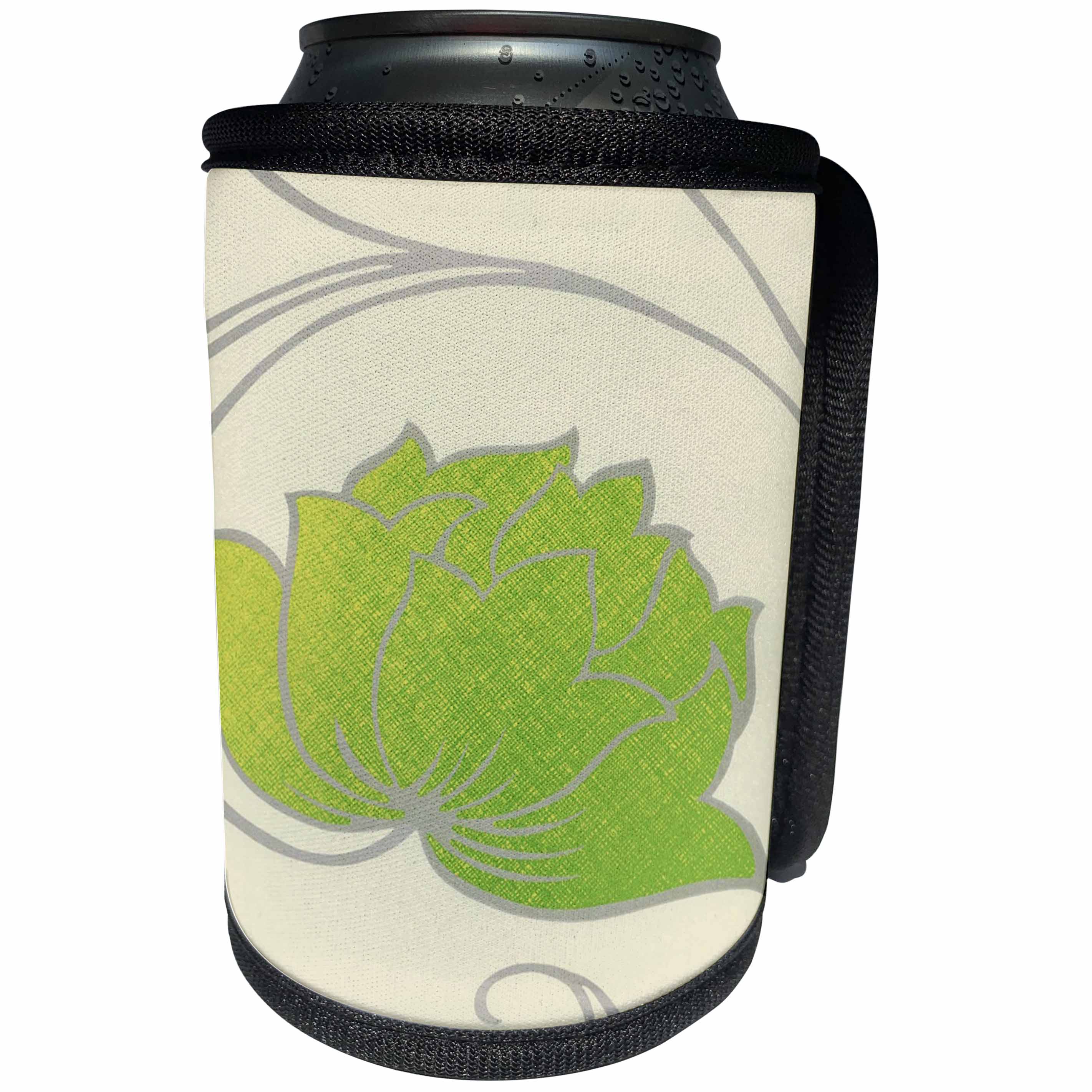 3dRose Florene Art Deco And Nouveau - Image of Art Nouveau Bold Lime And Ivory Flower - Can Cooler Bottle Wrap (cc_245047)