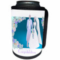 3dRose Florene Special Events - Image of Bride And Groom Congratulations With Flowers - Can Cooler Bottle Wrap (cc_245049)