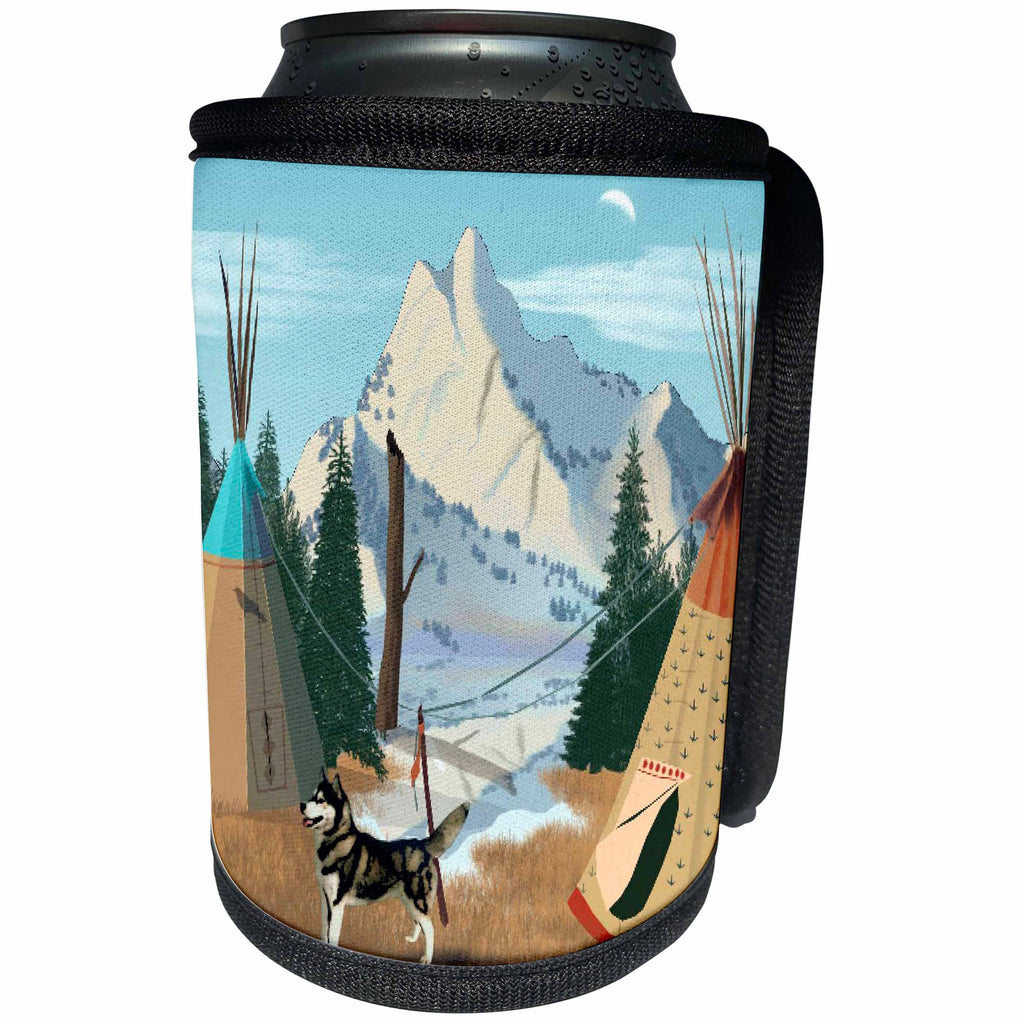 3dRose Edmond Hogge Jr Indians - Cherokee Village - Can Cooler Bottle Wrap (cc_24505)
