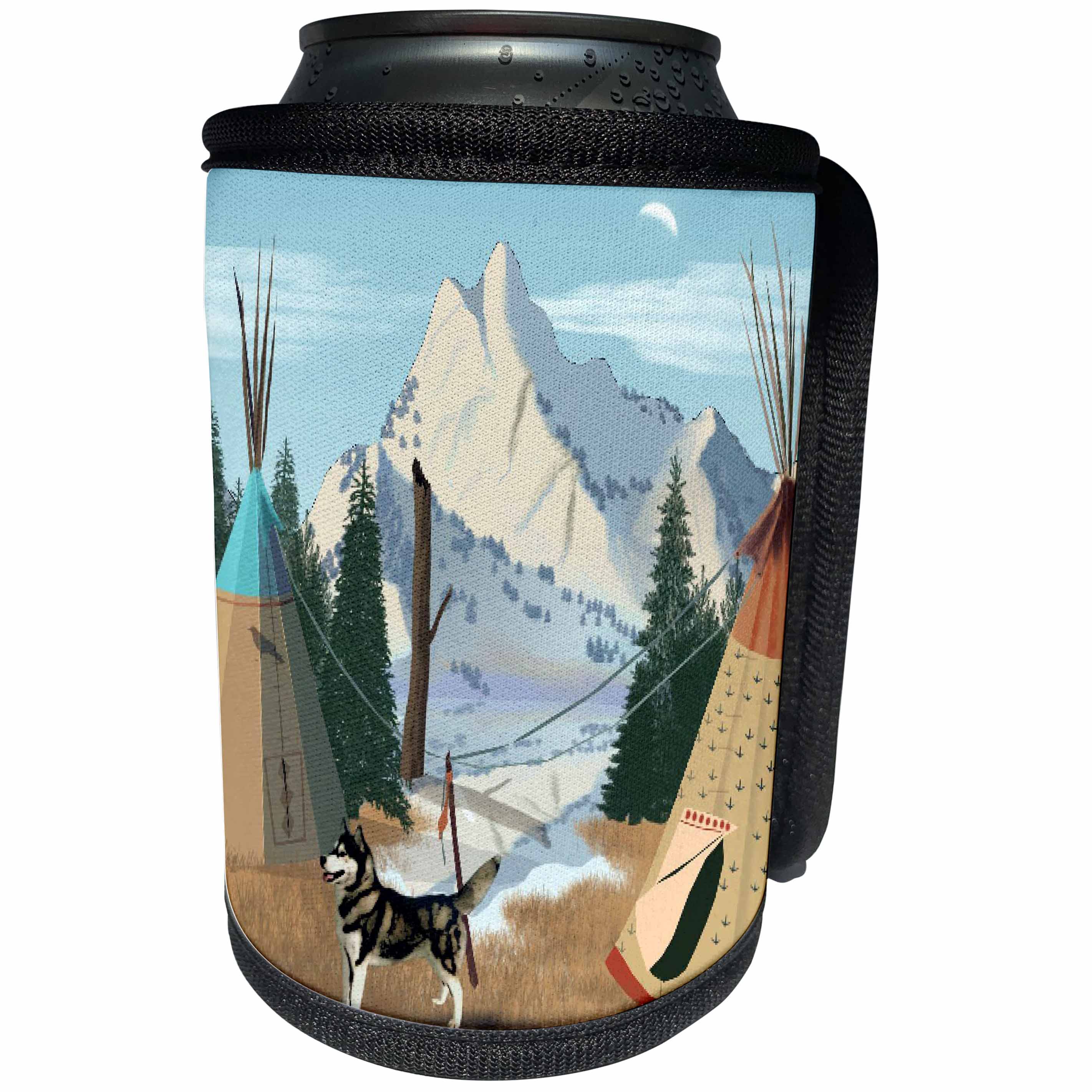 3dRose Edmond Hogge Jr Indians - Cherokee Village - Can Cooler Bottle Wrap (cc_24505)