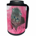 3dRose Florene Cat - Image of Adorable Persian Kitten On Pink Tulle - Can Cooler Bottle Wrap (cc_245053)