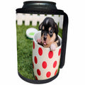 3dRose Florene Dog - Image of Chihuahua Puppy In Polka Dot Teacup - Can Cooler Bottle Wrap (cc_245061)