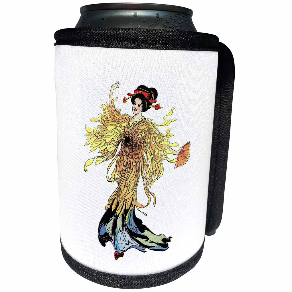 3dRose Florene Asian Art - Image of Japanese Flower Fairy - Can Cooler Bottle Wrap (cc_245083)