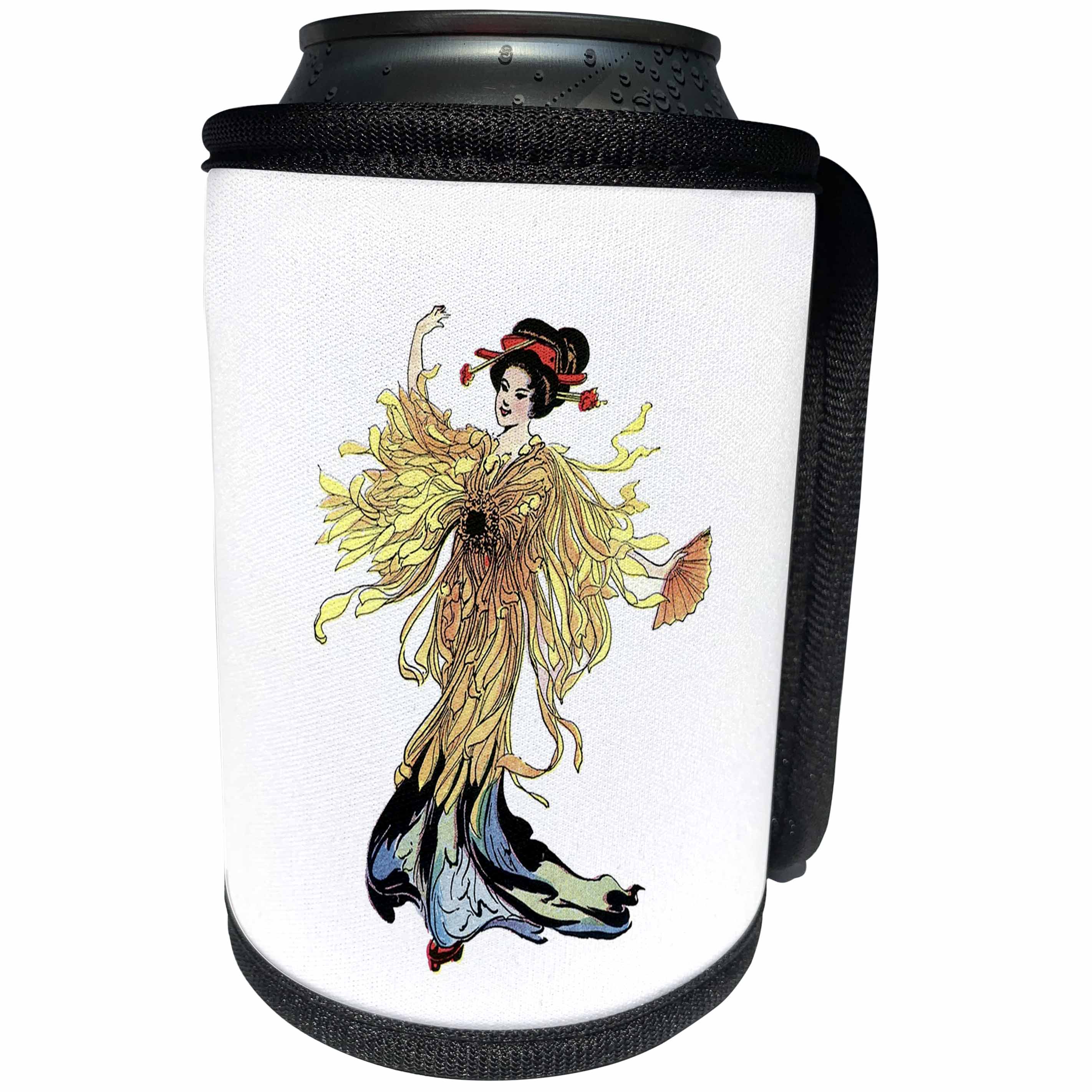 3dRose Florene Asian Art - Image of Japanese Flower Fairy - Can Cooler Bottle Wrap (cc_245083)