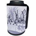 3dRose Florene Nursery Rhymes And Fairytales - Image of Mad Hatters Tea Party In Vintage Blue - Can Cooler Bottle Wrap (cc_245085)