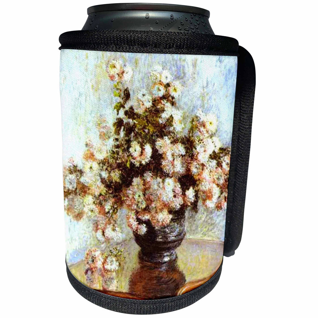 3dRose Florene Impressionism Art - Image of Monet Painting Vase Of Flowers - Can Cooler Bottle Wrap (cc_245086)