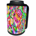 3dRose Florene Neon Art - Image of Neon Pink Yellow Flowers Shamrocks And Hearts - Can Cooler Bottle Wrap (cc_245088)
