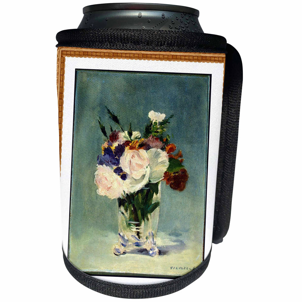 3dRose Florene Impressionism Art - Image of Manet Painting Flowers In Crystal Vase - Can Cooler Bottle Wrap (cc_245092)