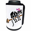3dRose All Smiles Art Pets - Funny Black Cat in Wizard Hat on Flying Broom - Can Cooler Bottle Wrap (cc_245394)