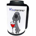3dRose All Smiles Art Pets - Funny Weimaraner Dog Drinking Red Wine is WINEmaraner - Can Cooler Bottle Wrap (cc_245395)
