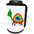 3dRose All Smiles Art Reptiles and Amphibians - Funny Cute Turtle has Rainbow Shell Abstract Art - Can Cooler Bottle Wrap (cc_245397)