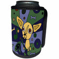 3dRose All Smiles Art Pets - Funny Cute Chihuahua Dog Playing Saxophone Abstract Art - Can Cooler Bottle Wrap (cc_245398)