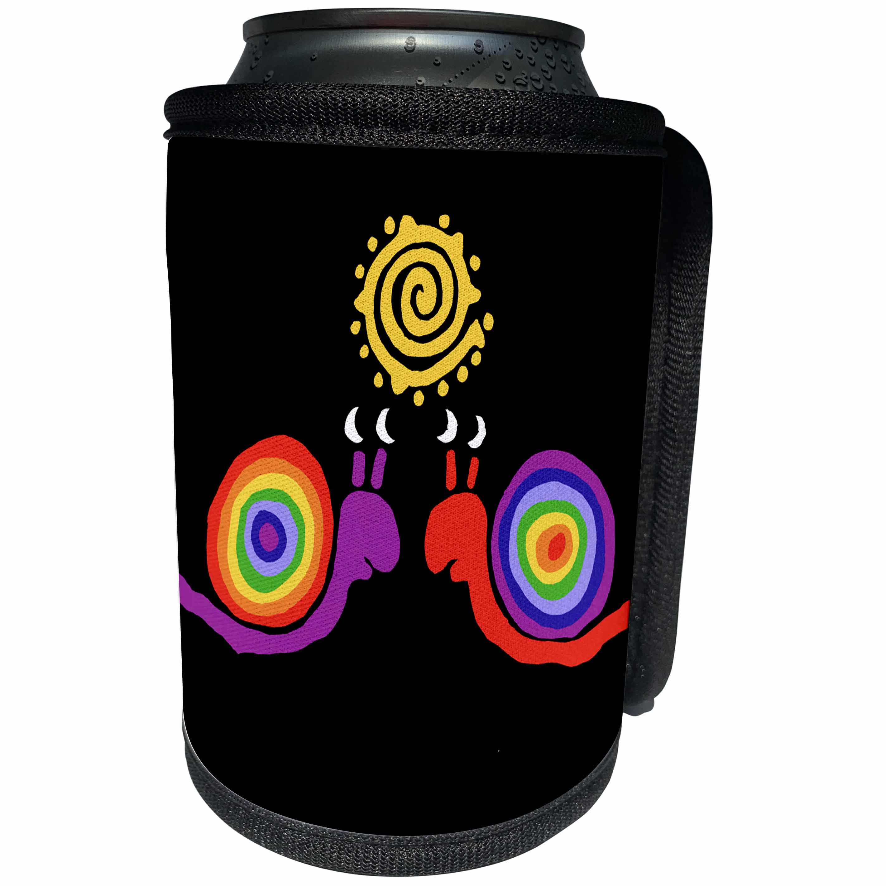 3dRose All Smiles Art Love - Funny Cute Snails with Rainbow Shells are in Love - Can Cooler Bottle Wrap (cc_245400)