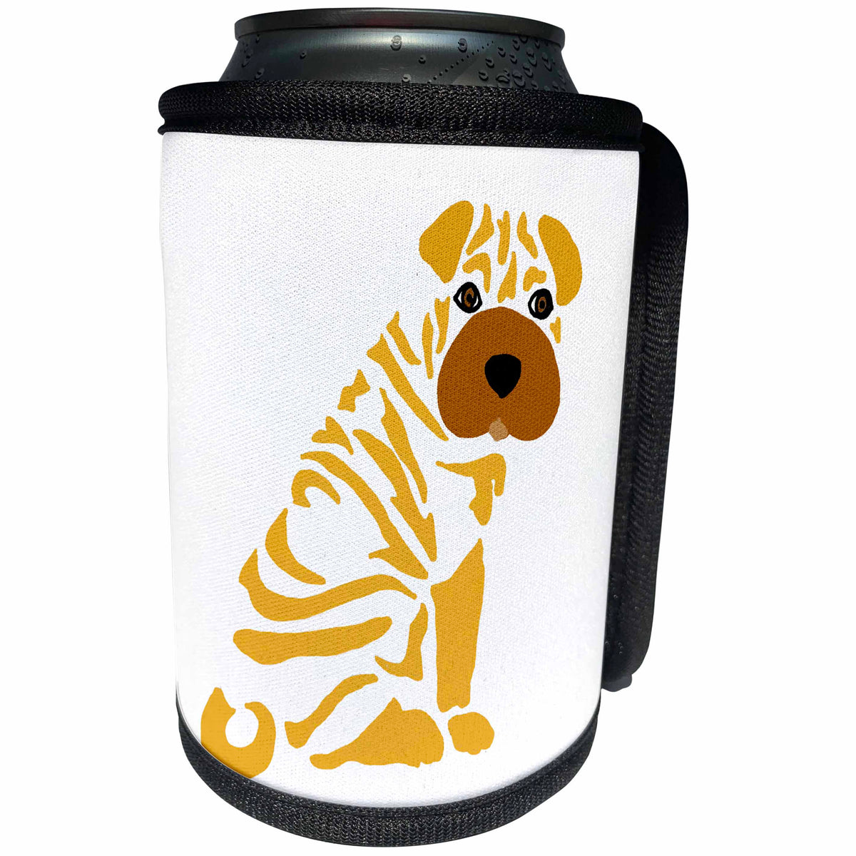 3dRose All Smiles Art Pets - Funny Cute Shar Pei Dog Original Abstract Art - Can Cooler Bottle Wrap (cc_245403)