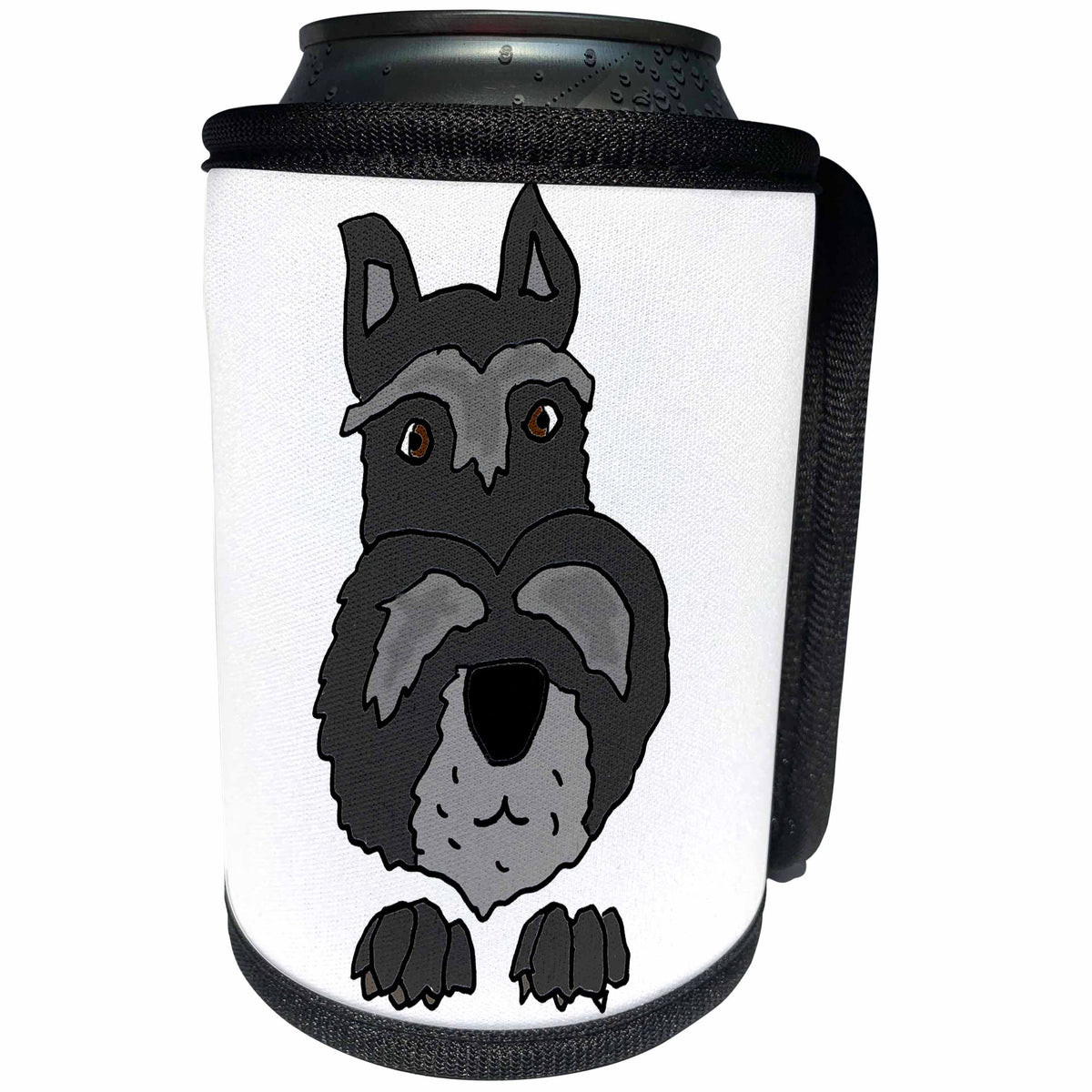 3dRose All Smiles Art Pets - Funny Cute Miniature Schnauzer Puppy Dog Cartoon - Can Cooler Bottle Wrap (cc_245406)